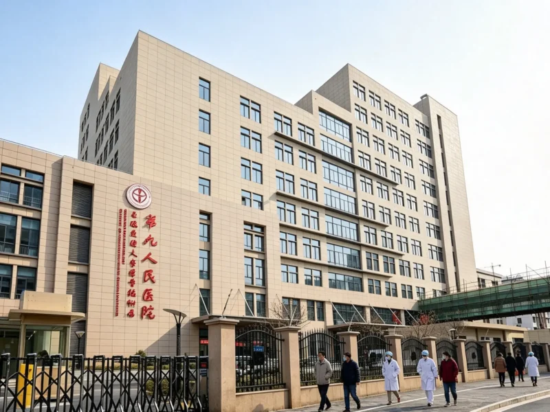 Typical mid-sized Grade 3A hospital building exterior in China