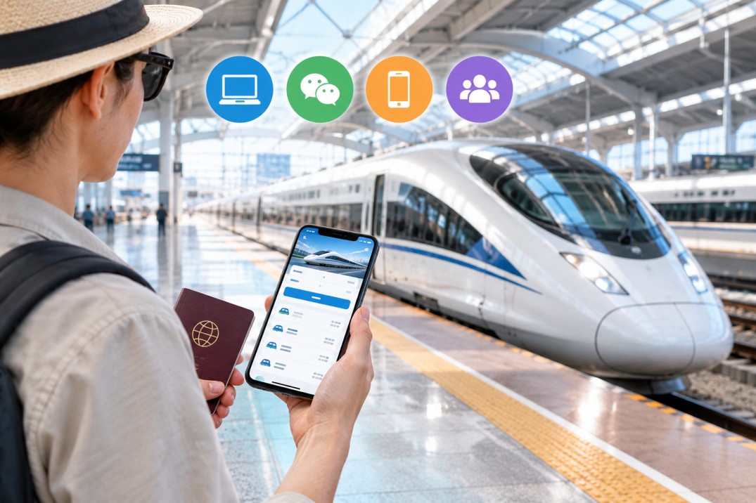 外国人向け中国の鉄道チケット:パスポートとスマートフォン